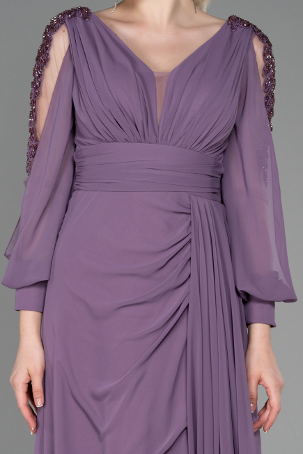 Robe de Soirée Longue Mousseline Lavande ABU3220