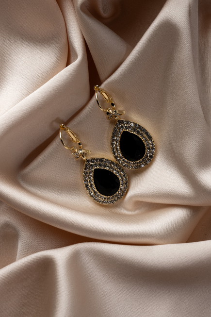 Boucle D'Oreille Noir-Or UK527