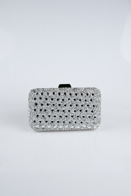 Sac de Soirée Luxe Pierreux Argent SH827