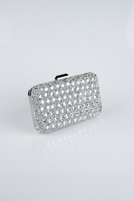 Sac de Soirée Luxe Pierreux Argent SH827