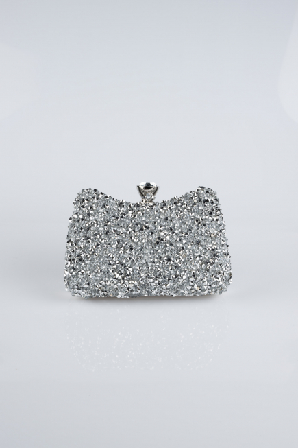 Sac de Soirée Luxe Pierreux Argent SH828