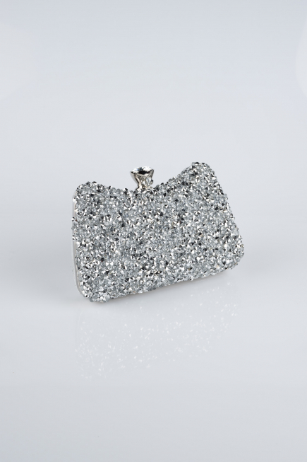 Sac de Soirée Luxe Pierreux Argent SH828