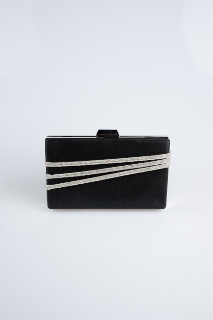 Sac De Soirée Luxe Plâtre Noir-Argent SH819