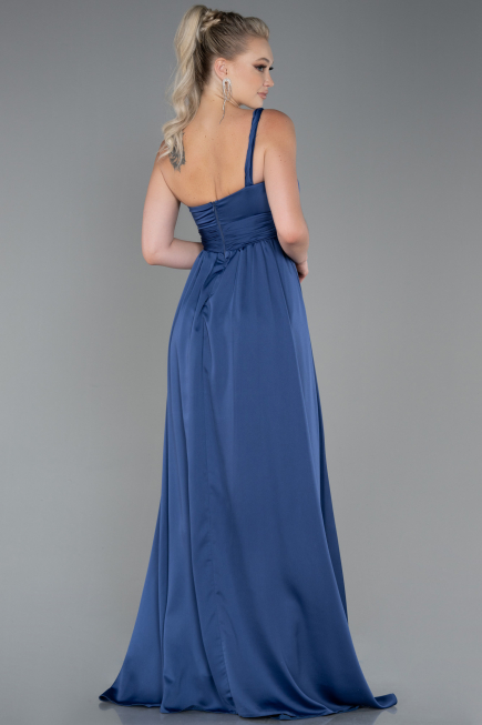 Robe de Soirée Longue Mousseline Indigo ABU3204