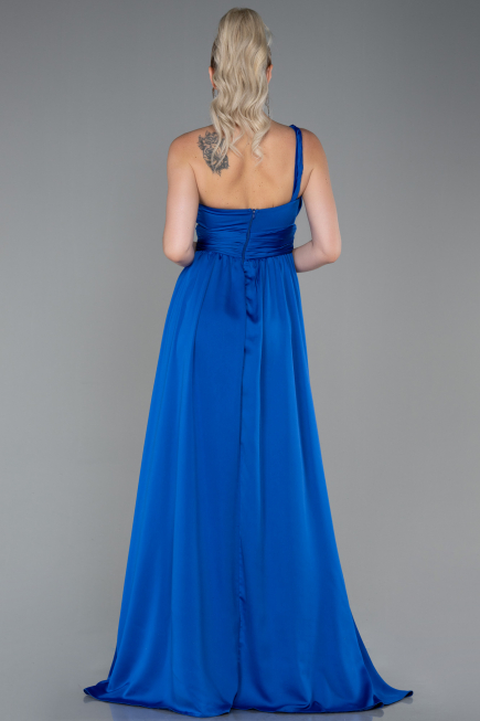 Robe de Soirée Longue Mousseline Bleu Saxe ABU3204