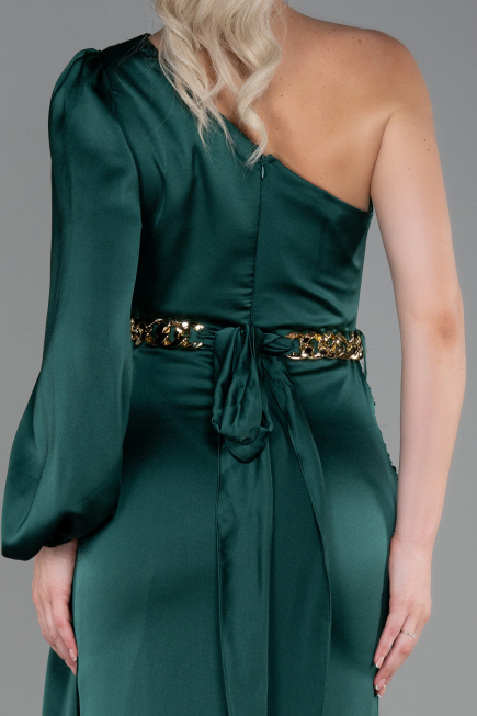 Robe de Soirée Longue Satin Émeraude ABU2625