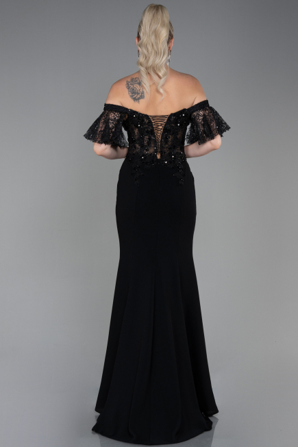 Robe Queue de Poisson Longue Dantelle Noir ABU2581