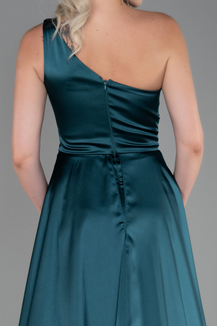Robe de Soirée Longue Satin Émeraude ABU2933