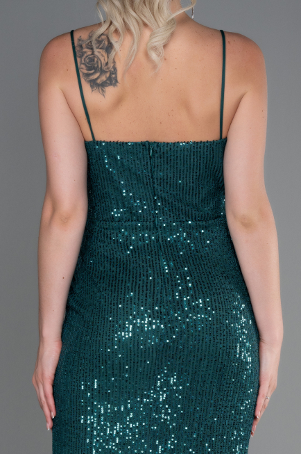Tenue de Soirée Longue Squameuse Émeraude ABU3246