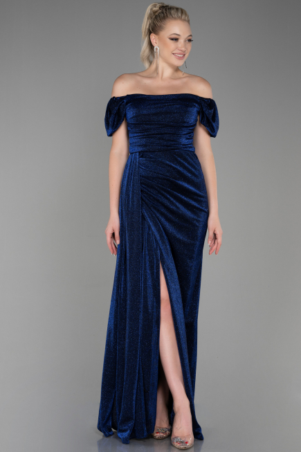 Robe De Soirée Longue Bleu Marine ABU2657