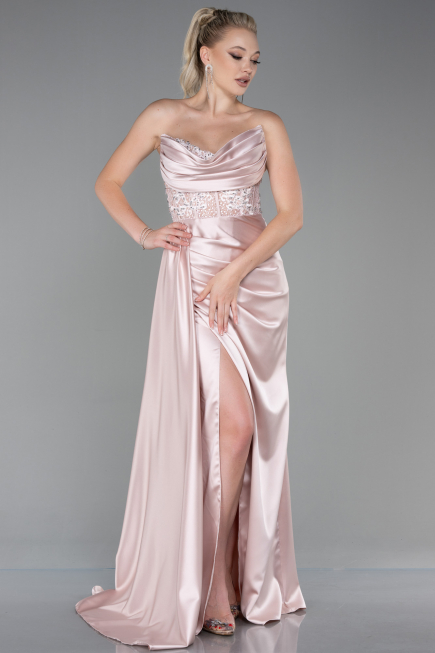 Robe De Soirée Satin Longue Poudre ABU2127