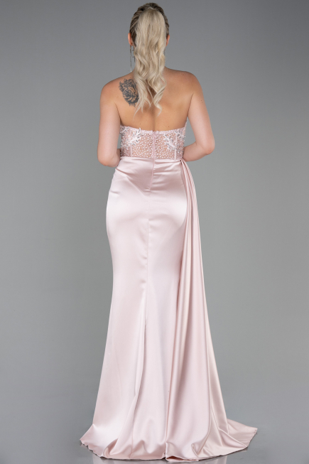 Robe De Soirée Satin Longue Poudre ABU2127