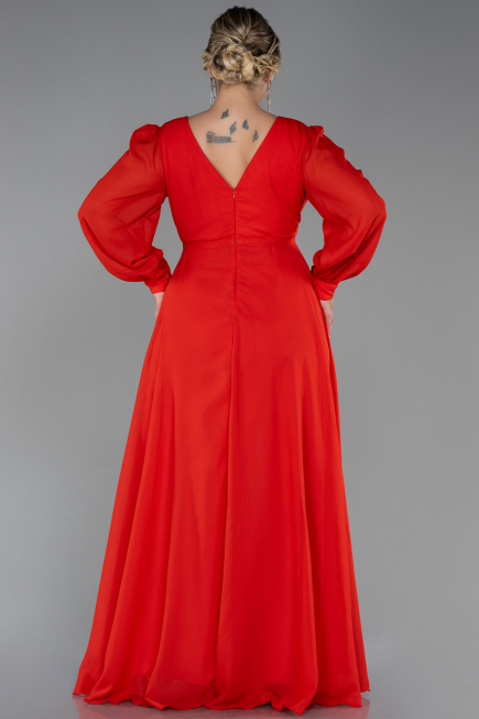 Robe de Soirée Grande Taille Longue Mousseline Fleur de Grenade ABU3254