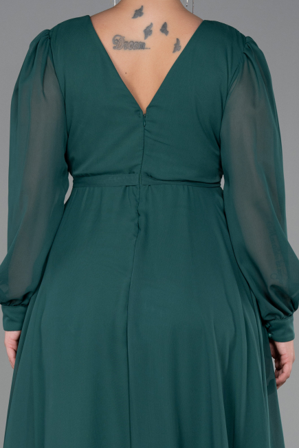 Robe de Soirée Grande Taille Longue Mousseline Émeraude ABU3254
