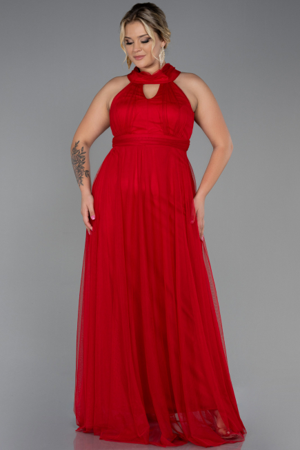 Robe de Soirée Grande Taille Longue Rouge ABU3253