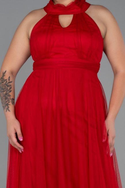 Robe de Soirée Grande Taille Longue Rouge ABU3253