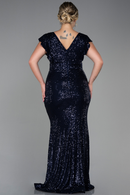 Robe Grande Taille Longue Bleu Marine ABU1045