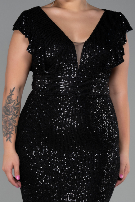 Robe Grande Taille Longue Noir ABU1045