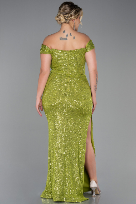 Robe Grande Taille Longue Squameuse Pistache vert ABU3203
