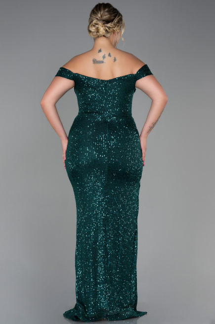 Robe Grande Taille Longue Squameuse Émeraude ABU3203