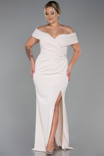 Robe De Soirée Grande Taille Longue Beige ABU3172