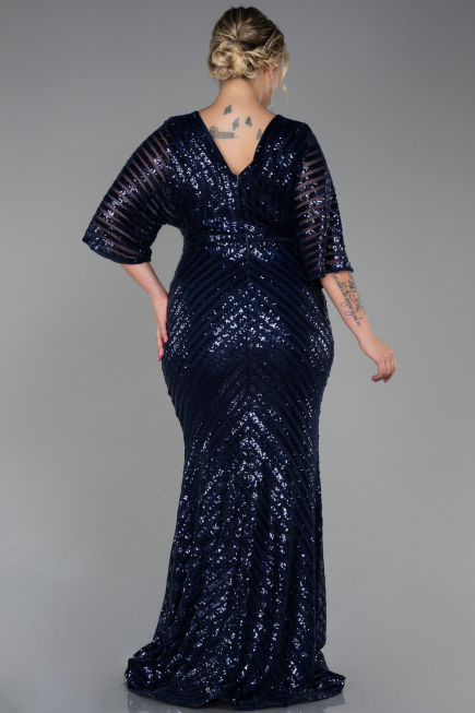 Robe de Soirée Grande Taille Longue Bleu Marine ABU900