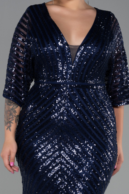 Robe de Soirée Grande Taille Longue Bleu Marine ABU900