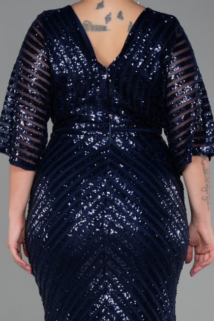 Robe de Soirée Grande Taille Longue Bleu Marine ABU900