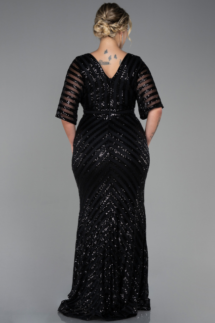 Robe de Soirée Grande Taille Longue Noir ABU900
