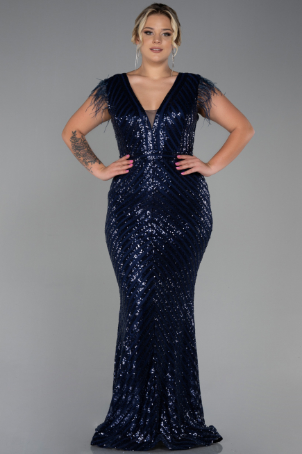 Robe de Soirée Longue Bleu Marine ABU1044