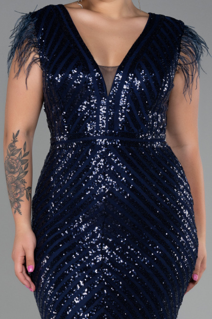 Robe de Soirée Longue Bleu Marine ABU1044