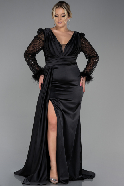 Robe Grande Taille Longue Noir ABU3237