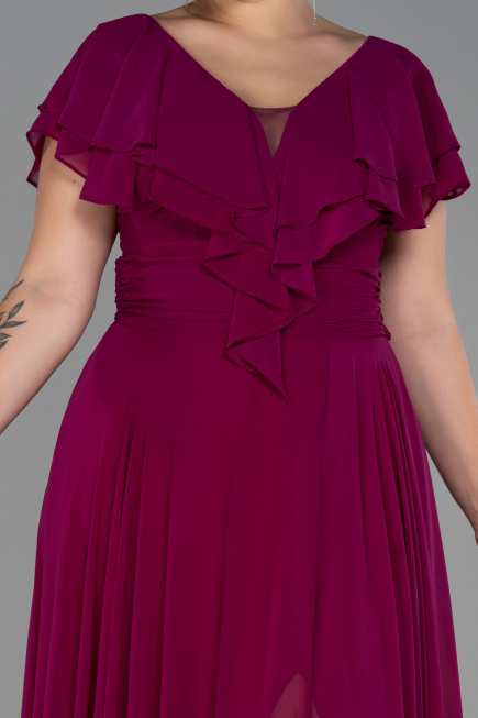 Robe Grande Taille Longue Prune ABU032
