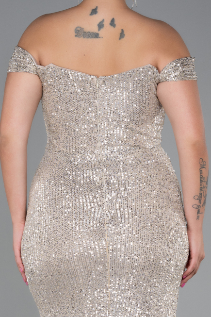 Robe Grande Taille Longue Squameuse Vison ABU3203