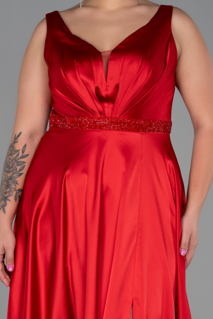 Robe Grande Taille Longue Rouge ABU3200