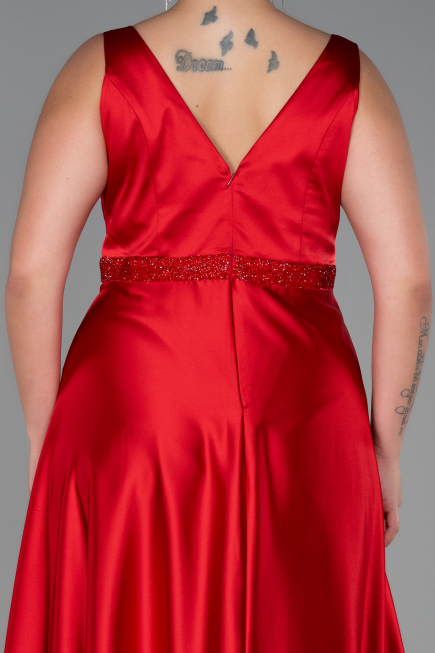 Robe Grande Taille Longue Rouge ABU3200