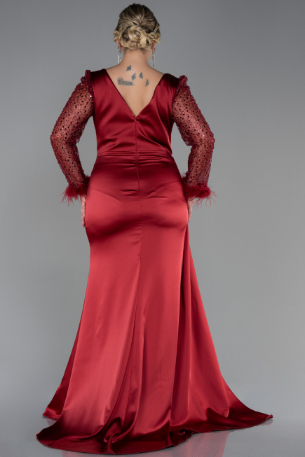 Robe Grande Taille Longue Rouge Bordeaux ABU3237