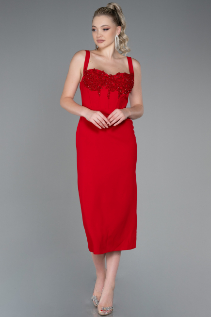 Tenue de Soirée Midi Rouge ABK1819