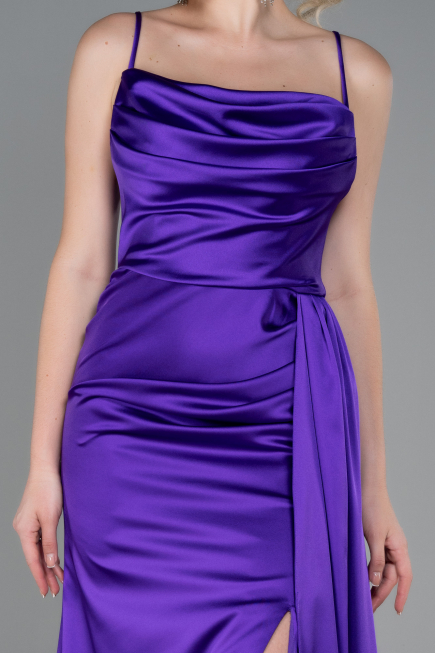 Robe de Soirée Longue Satin Violet ABU3267