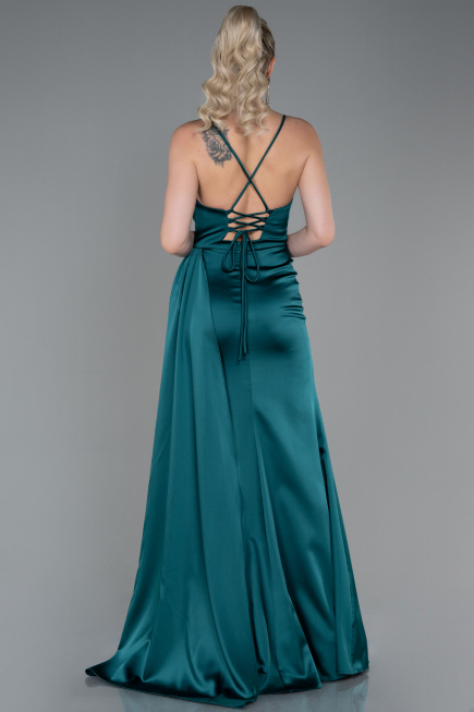 Robe de Soirée Longue Satin Émeraude ABU3267