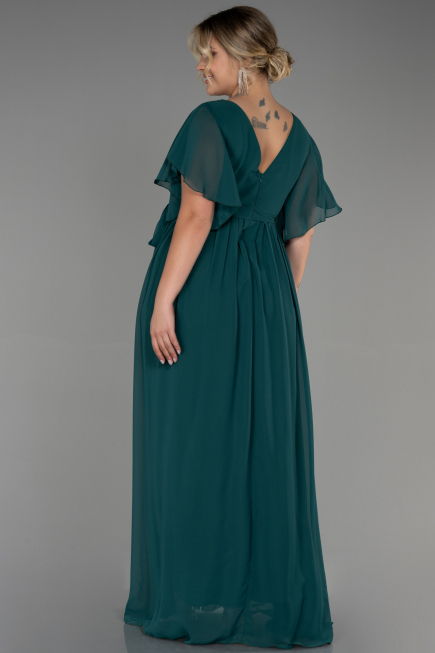 Robe de Soirée Grande Taille Longue Mousseline Émeraude ABU3276