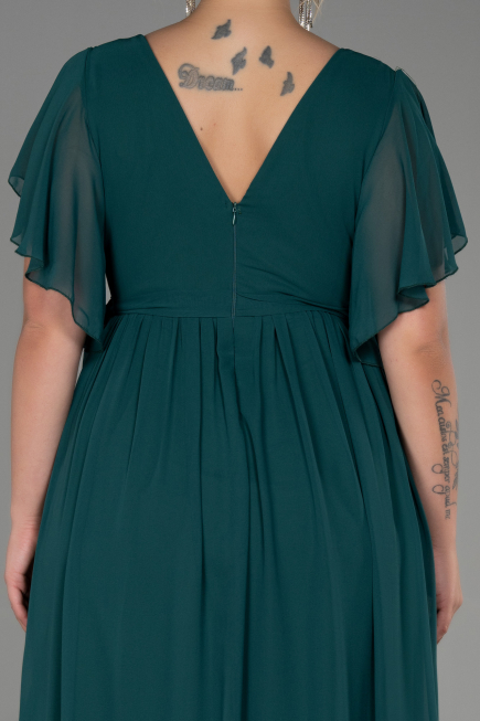 Robe de Soirée Grande Taille Longue Mousseline Émeraude ABU3276