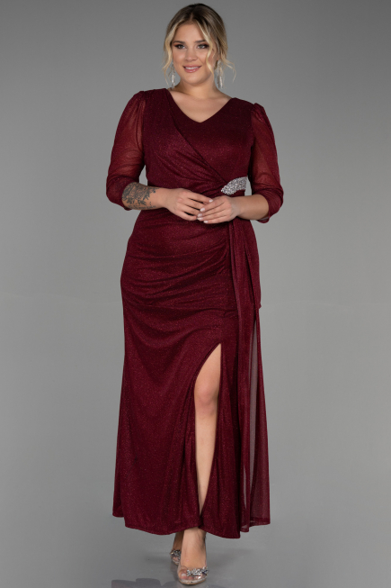 Robe Grande Taille Longue Rouge Bordeaux ABU3279