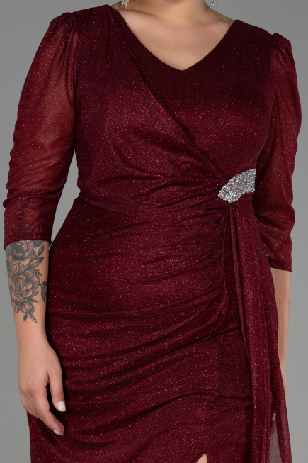 Robe Grande Taille Longue Rouge Bordeaux ABU3279