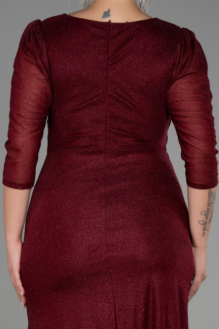 Robe Grande Taille Longue Rouge Bordeaux ABU3279