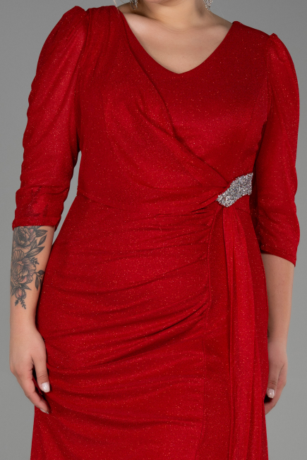 Robe Grande Taille Longue Rouge ABU3279