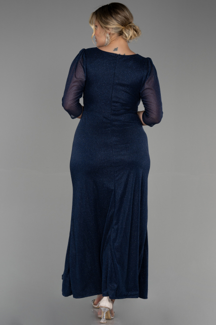 Robe Grande Taille Longue Bleu Marine ABU3279