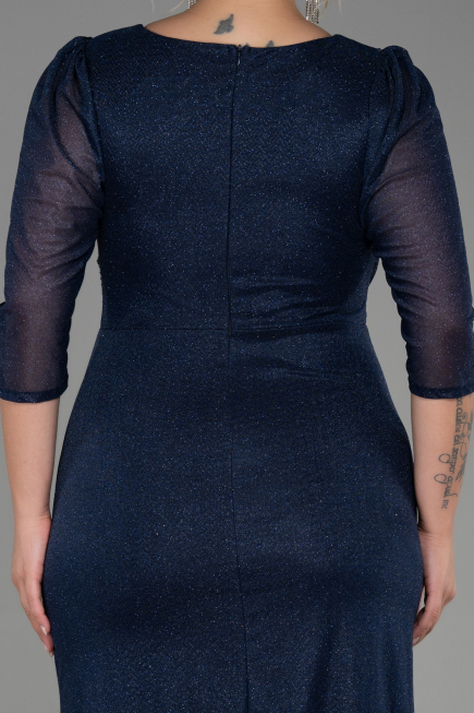 Robe Grande Taille Longue Bleu Marine ABU3279
