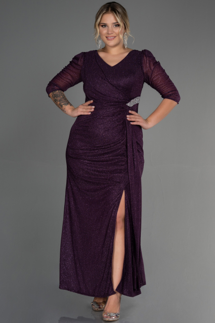 Robe Grande Taille Longue Violet ABU3279