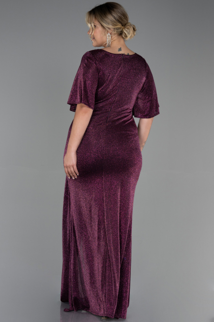 Robe de Soirée Grande Taille Longue Prune ABU3282